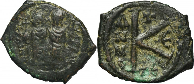 Byzantine Empire, Justin II, Half follis Byzantine Empire Justyn II (565–578), H...