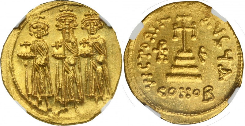 Byzantine Empire, Heraclius, Heraclius Constantine and Heroclanas, Solidus - NGC...