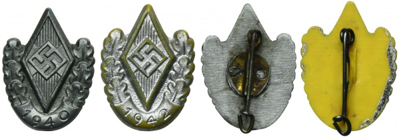 Germany, Third Reich, Hitlerjugend sports badge 1940 and 1942 (2 pcs.) Lot of tw...