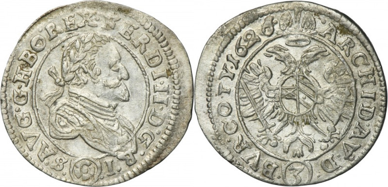 Austria, Ferdinand II, 3 Kreuzer Sankt Pölten 1626 Variety with a five-petal ros...