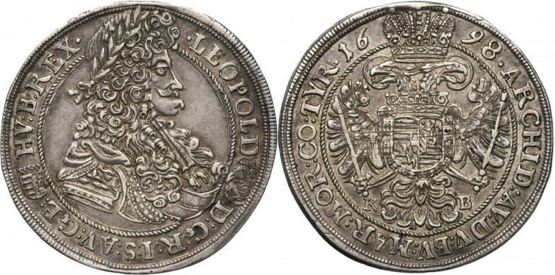 Austria, Leopold I, 1/2 Thaler Kremnitz 1698 Attractive coin that exhibits plent...