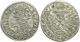 Austria, Leopold I, 3 Kreuzer Prague 1697 GE
