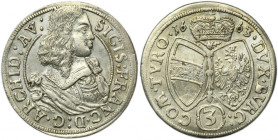 Austria, Sigismund Franz, 3 Kreuzer Hall 1663