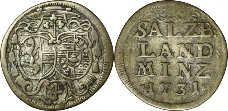 Austria, Archbishopric of Salzburg, Leopold Anton von Firmian, 4 Kreuzer 1731 Va...