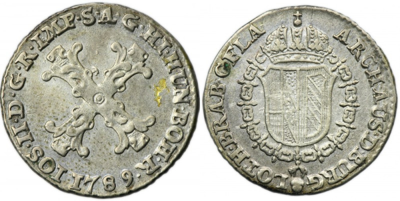Austrian Netherlands, Joseph II, 10 Liards Brussels 1789 Variety with mint mark ...