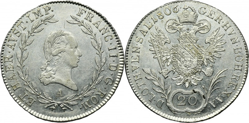 Austria, Franz II, 20 Kreuzer Wien 1806 A Variety with letter A, mint mark of Wi...