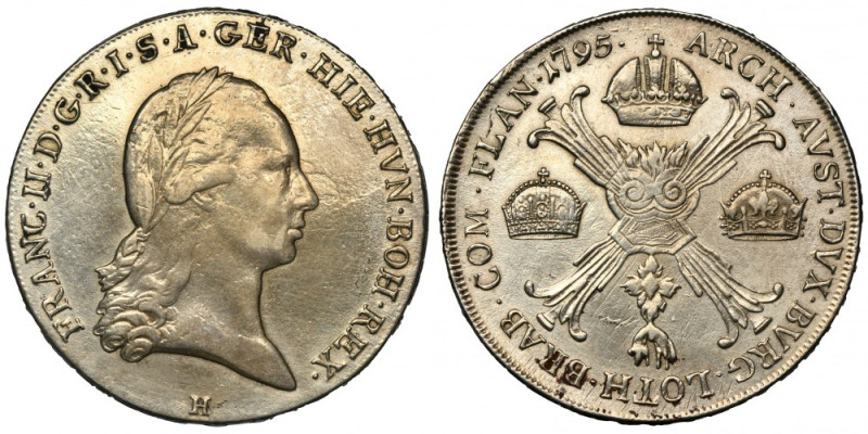 Austrian Netherlands, Franz II, Thaler (Kronentaler) Günzburg 1795 H Whizzed. Di...