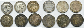 Set, Austria and Hungary Franz Joseph I, 1 Forind and 2 Corona (6 pcs.)
