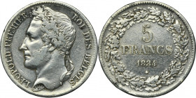 Belgium, Leopold II, 5 Francs Brussels 1834