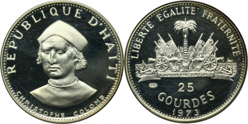 Haiti, 25 Gourdes Ottawa 1973 - Christopher Columbus Proof. Mintage 5.470 pieces...