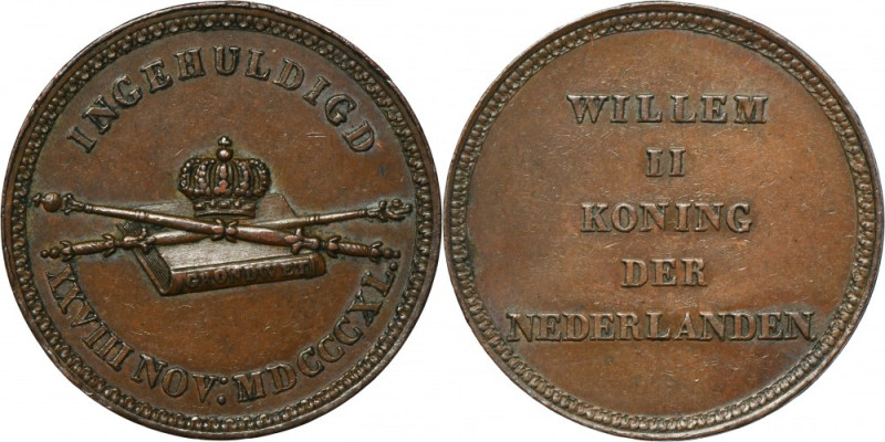 Netherlands, Wilhelm II, Coronation Medal 1840 Coronation medal of Wilhelm II as...