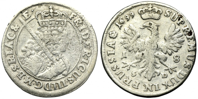 Germany, Brandenburg-Prussia, Friedrich III, 1/4 Thaler Königsberg 1699 SD Varie...