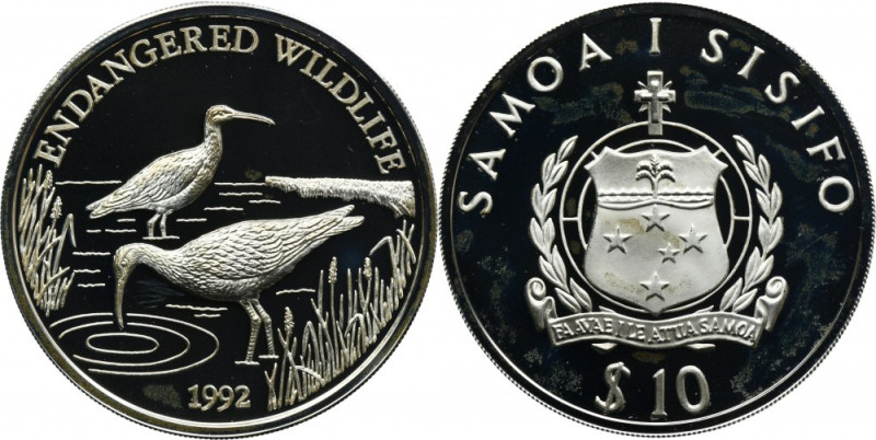 Samoa, 10 Tala 1992 - Endangered nature Proof. Mintage 20.000 pieces. Silver '92...