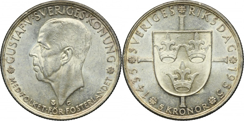 Sweden, Gustav V, 5 Kronor Stokholm 1935 G Issue minted to commemorate the 500th...