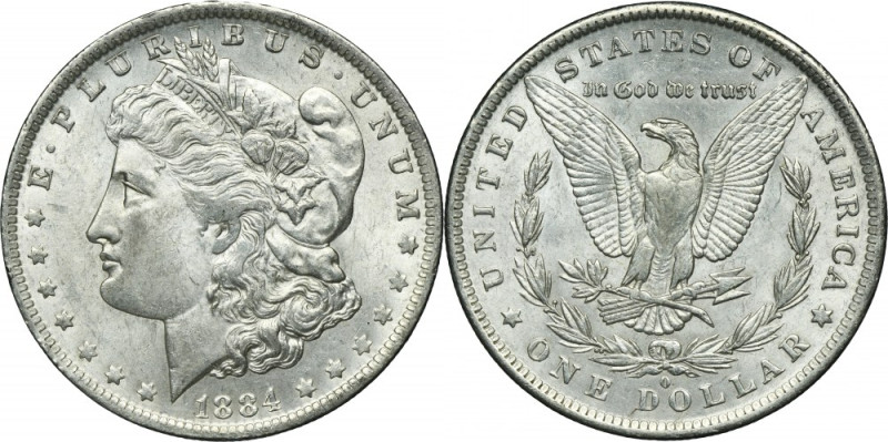 USA, 1 Dollar New Orleans 1884 O - Morgan Carthweel effect on both sides. Silver...