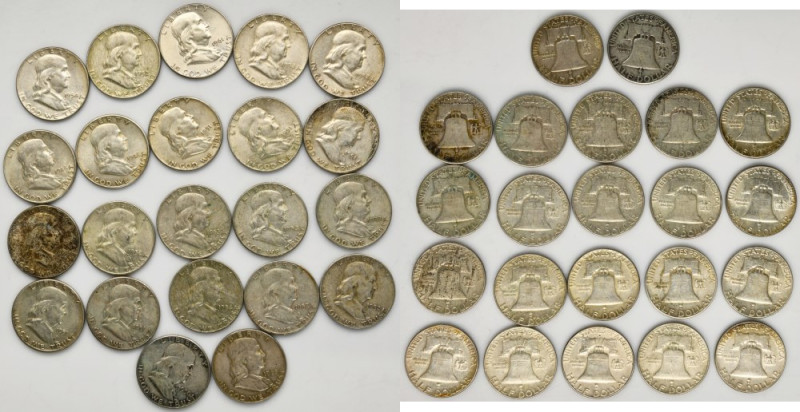 Set, USA, 1/2 Dollar 1948-1965 - Franklin (22 pcs.) - SILVER Lot of 22 pieces 1/...