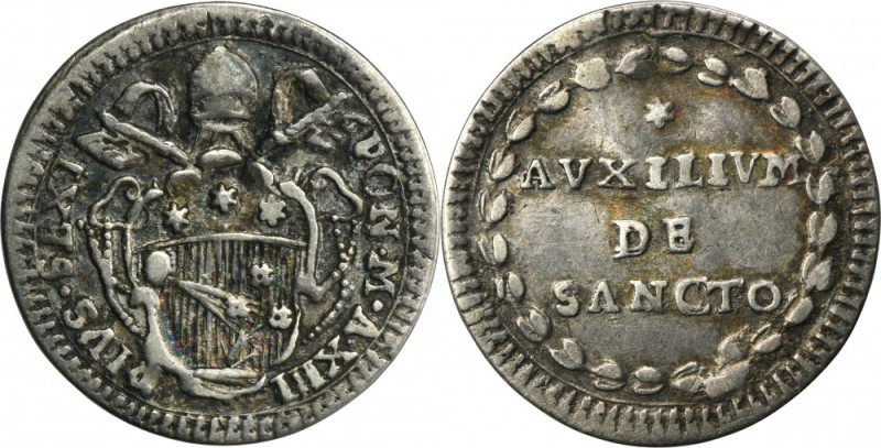 Papal States, Vatican, Pius VI, Grosso 1787 Grosso of Pope Pius VI, variety with...