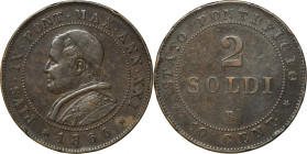 Papal State, Vatican, Pius IX, 2 Soldi Rome 1866