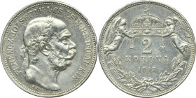 Hungary, Franz Joseph I, 2 Korona Kremnitz 1913 KB