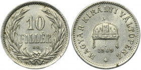 Hungary, Franz Joseph I, 10 Fillér Kremnitz 1909 KB