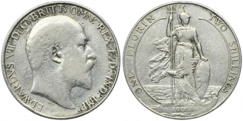 Great Britain, Edward VII, 2 Shilling (Florin) London 1909 Silver '925'. Diamete...