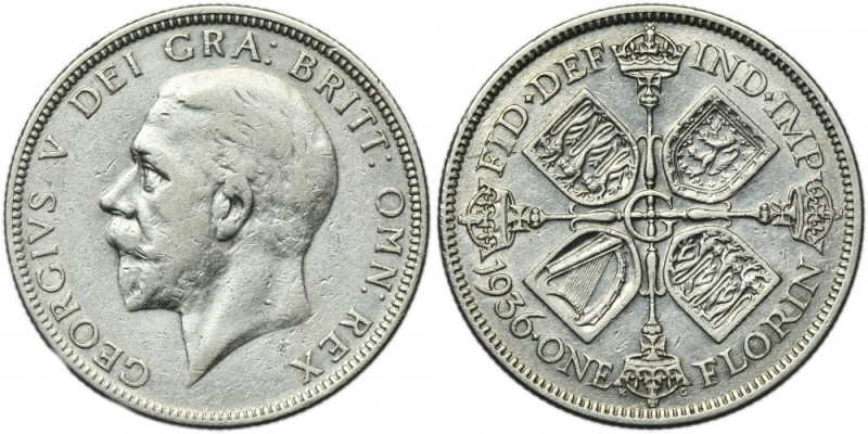 Great Britain, George V, 1 Florin London 1936 Silver '500'. Diameter 28 mm, weig...