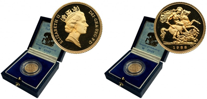 Great Britain, Elizabeth II, 1/2 Sovereign 1988 Proof. The mintage is up to 10.0...