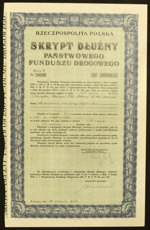 Skrypt dłużny Państwowego Funduszu Drogowego, Serja F Skrypt dłużny Państwowego ...