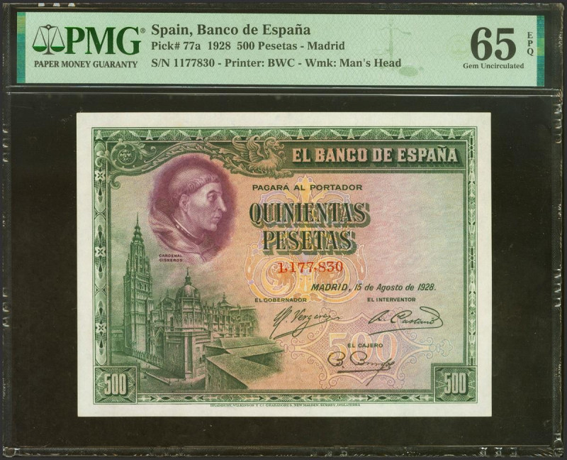 500 Pesetas. 15 de Agosto de 1928. Sin serie. (Edifil 2023: 356, Pick: 77a). Apr...