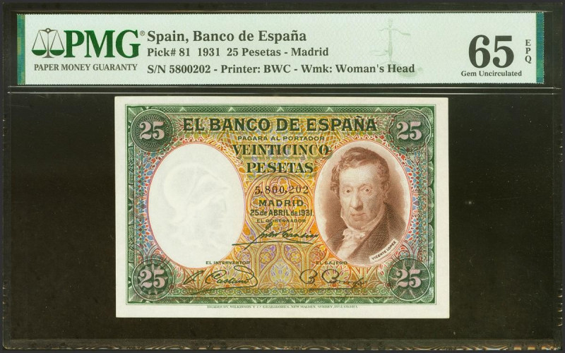 25 Pesetas. 25 de Abril de 1931. Sin serie. (Edifil 2023: 358, Pick: 81). Inusua...