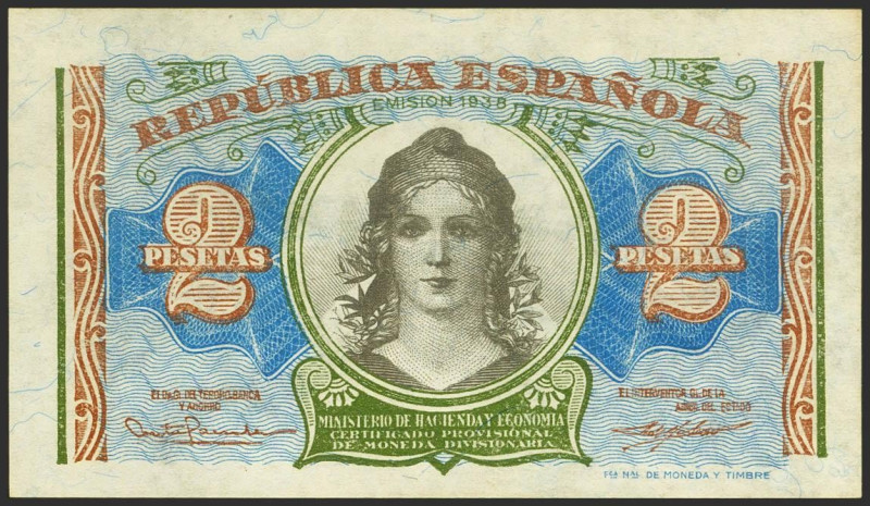 2 Pesetas. 1937. Ministerio de Hacienda. Serie A. (Edifil 2023: 393). Apresto or...