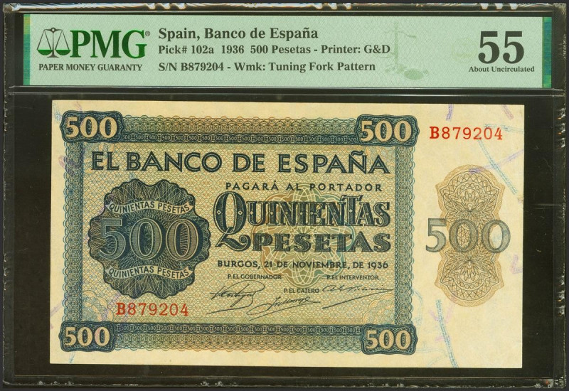 500 Pesetas. 21 de Noviembre de 1936. Serie B. (Edifil 2023: 422a, Pick: 102a). ...