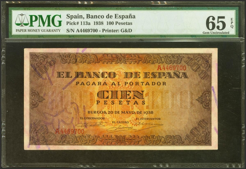 100 Pesetas. 20 de Mayo de 1938. Serie A. (Edifil 2021: 432, Pick: 113a). Muy ra...