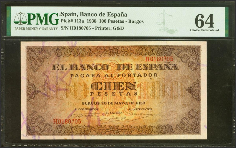 100 Pesetas. 20 de Mayo de 1938. Serie H, última serie emitida. (Edifil 2023: 43...