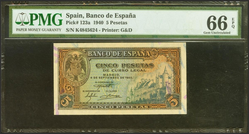 5 Pesetas. 4 de Septiembre de 1940. Serie K. (Edifil 2023: 443a, Pick: 123a). Ra...