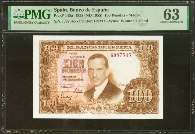 100 Pesetas. 7 de Abril de 1953. Sin serie. (Edifil 2021: 464, Pick: 145a). Inus...