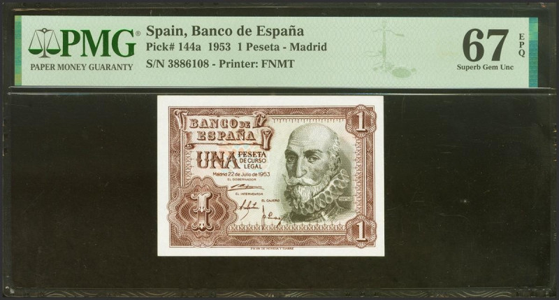 1 Peseta. 22 de Julio de 1953. Sin serie. (Edifil 2021: 465, Pick: 144a). Raro e...