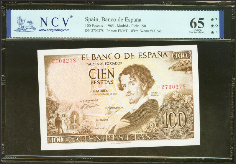 100 Pesetas. 19 de Noviembre de 1965. Sin serie. (Edifil 2023: 470, Pick: 150). ...