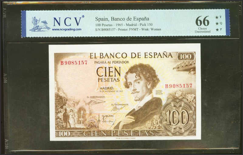 100 Pesetas. 19 de Noviembre de 1965. Serie B. (Edifil 2021: 470a, Pick: 150). R...