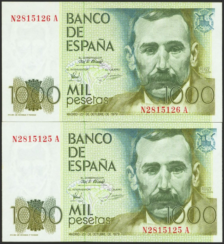 1000 Pesetas. 23 de Octubre de 1979. Pareja correlativa. Serie N-A. (Edifil 2023...