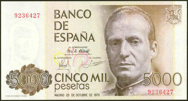 5000 Pesetas. 23 de Octubre de 1979. Sin serie. (Edifil 2021: 478). SC.