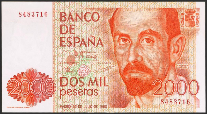 2000 Pesetas. 22 de Julio de 1980. Sin serie. (Edifil 2023: 479). SC.