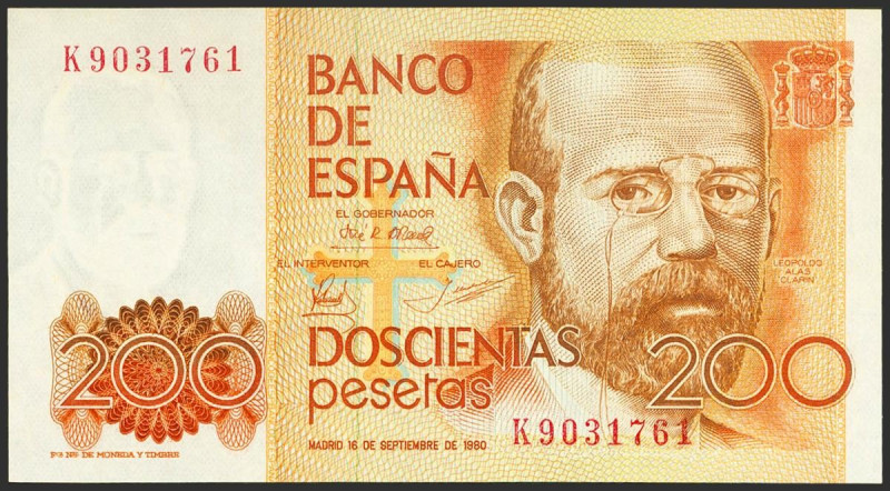 200 Pesetas. 16 de Septiembre de 1980. Serie K. (Edifil 2023: 480a). SC.