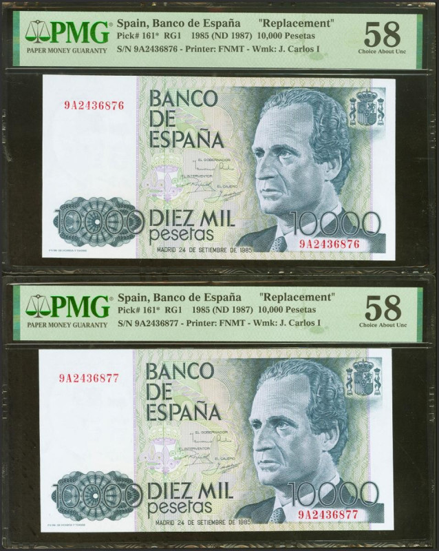 10000 Pesetas. 24 de Septiembre de 1985. Pareja correlativa. Serie especial 9A. ...