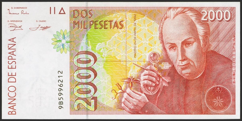 2000 Pesetas. 24 de Abril de 1992. Serie especial 9B. (Edifil 2023: 482Ab, Pick:...