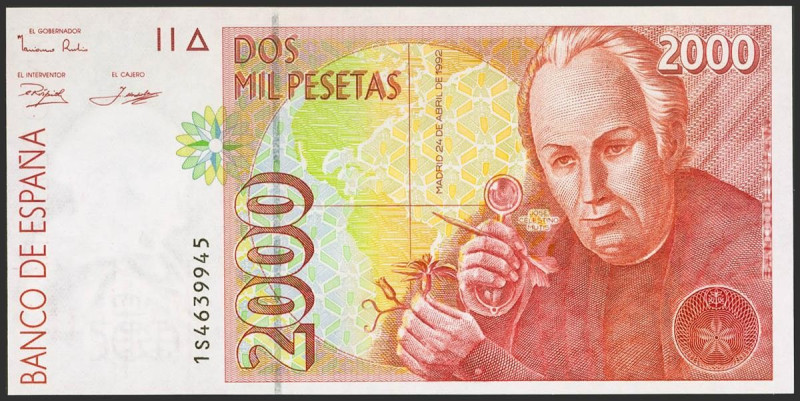 2000 Pesetas. 24 de Abril de 1992. Serie 1S. (Edifil 2021: 482A). SC.