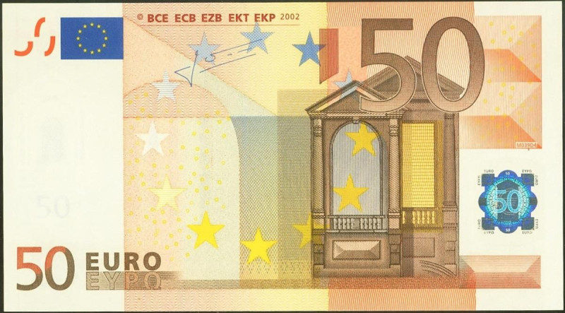 50 Euros. 1 de Enero de 2002. Firma Trichet. Serie V (España). (Edifil 2021: 489...