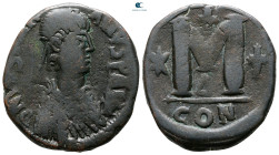 Justinian I AD 527-565. Constantinople. Follis or 40 Nummi Æ
