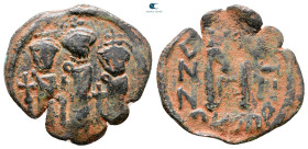 Heraclius, with Martina and Heraclius Constantine AD 610-641. Cyprus. Follis or 40 Nummi Æ