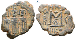 Heraclius, with Martina and Heraclius Constantine AD 610-641. Nikomedia. Follis or 40 Nummi Æ